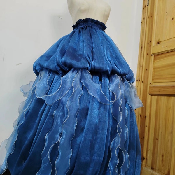Robe bleu marine méduse, jupe double usage, Halloween, fait main, personnalisation