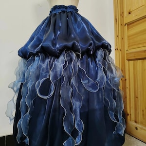 Jellyfish Dark Blue Dress Skirt Dual use Halloween Skirt Handmade Custom Personalize