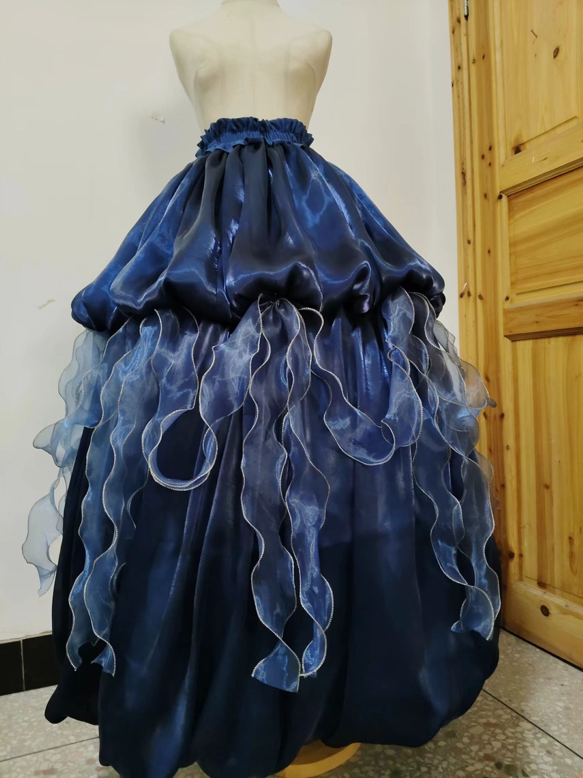 blue jellyfish dress open legs Classic Lolita Jumper Dress, Side Zipper