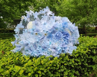 Blue Rose White Floral Hoopskirt Skirt Handmade Custom Personalize