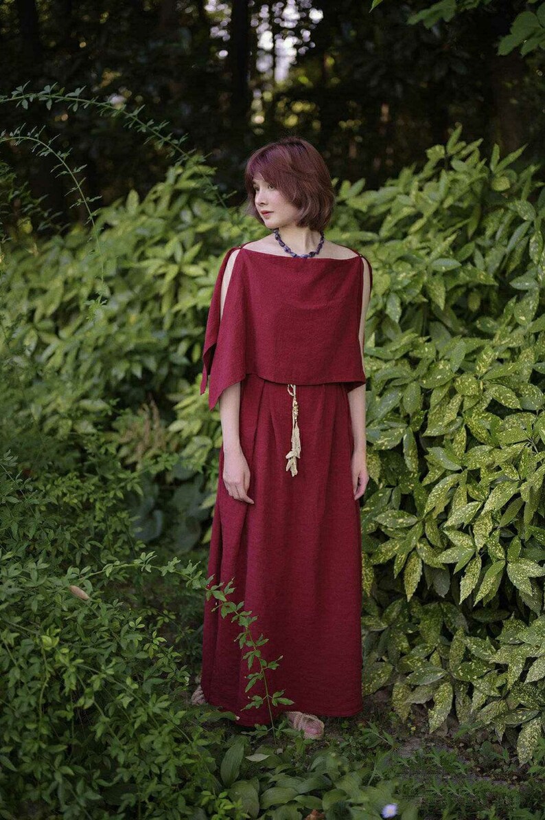 Ancient Roman Robe Dress Linen Greek Toga Handmade Custom A Etsy