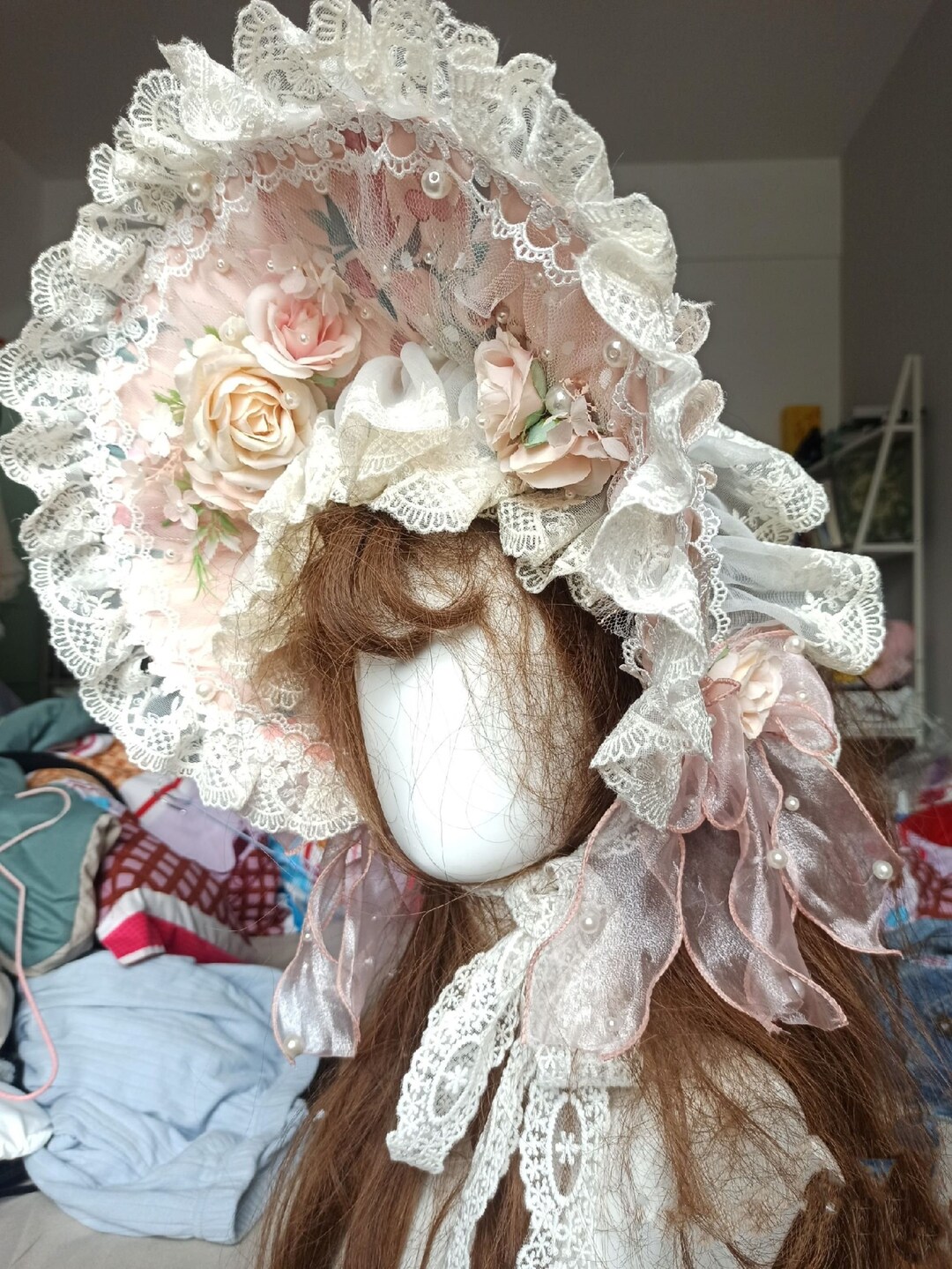 Flowers in the Mirror Floral Bonnet Hat Cosplay Costume Personalization