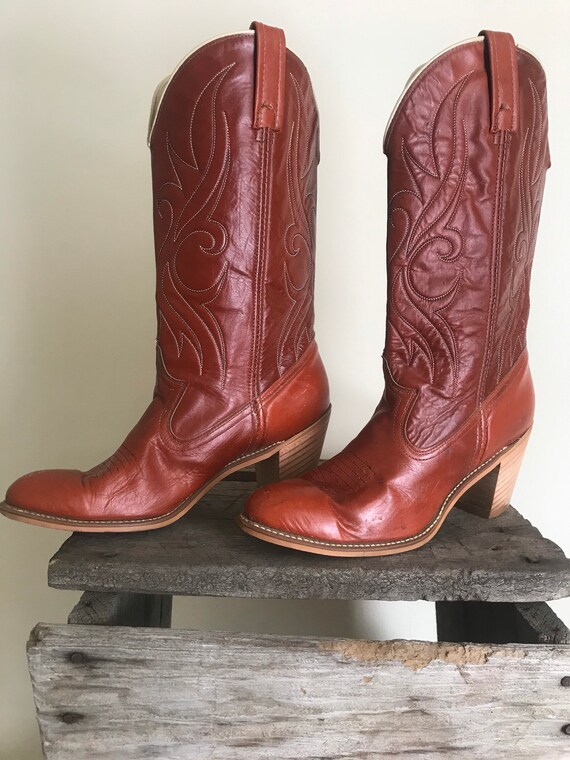 1970’s Vintage Amber Leather High Heel Women’s Din