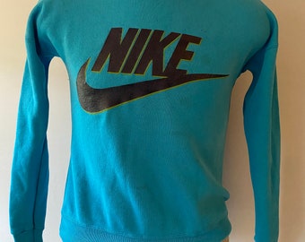 Late 80’s mixed blend Blue Nike Sweatshirt. Front logo. Medium.