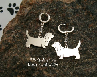 BASSET HOUND Earrings * sterling silver * for dog lover * dog breed earrings * gift for her * handmade clips * jewelry dog * for friend