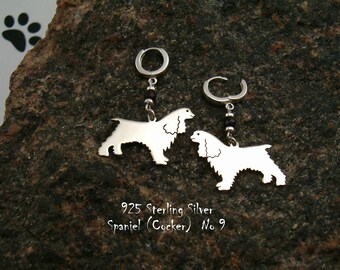 SPANIEL COCKER Earrings * sterling silver * for dog lover * dog breed earrings * gift for her * SPANIEL clip * jewelry dog * for friend