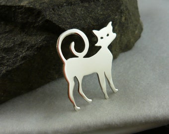 Katzenbrosche * 925 Sterling Silber * Geburtstagsgeschenk * Geschenk für Sie * Wäscheklammer * Handgemachter Schmuck * Glückskatze