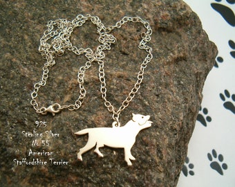 Necklace Amstaf necklace for her for birthday gift necklace pendant dog sterling silver 925 dog for friends pendant trendy handmade