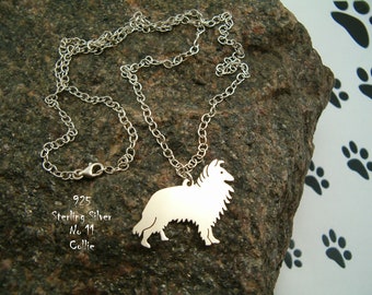 Halskette Schäferhund Scottish Collie Hunderasse Halskette für sie für Geburtstag Geschenk Anhänger Sterling Silber Hund für Freunde Tiere