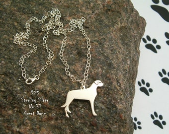 Collier Great Dane, collier pour elle, pour son anniversaire, collier cadeau, pendentif chien, argent 925, pour les amis, races de chiens, collier en argent