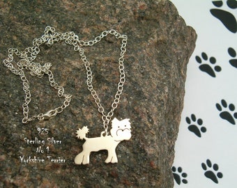 Collier avec race de chien, Yorkshire, collier pour elle, pour anniversaire, collier cadeau, pendentif yorkshire, argent 925, chien, pour amis, tendance