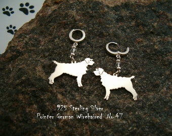 POINTER GERMAN WIREHAIRED Earrings * sterling silver * for dog lover * dog breed earrings * gift for her * clips * jewelry dog * for friend