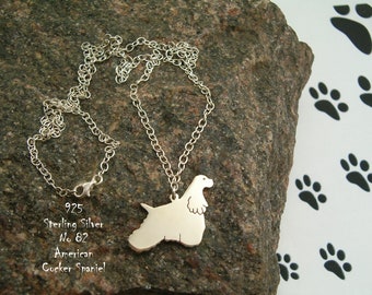 Collar de spaniel americano, collar para ella, para cumpleaños, collar de regalo, colgante, plata 925, para amigos, raza de perro, collar de plata