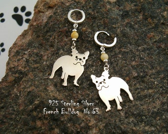 FRENCH BULLDOG Earrings * sterling silver * for dog lover * dog breed earrings * gift for her * handmade clips * jewelry dog * for friend
