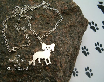 Collier Collier chinois à crête pour son collier d’anniversaire cadeau pendentif argent 925 pour amis de race de chien collier argent