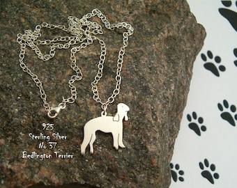 Collar Bedlington Terrier, collar para ella, para su cumpleaños, collar de regalo, colgante, plata 925, para amigos, raza de perro, collar de plata