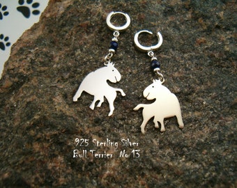 PENDIENTES COLGANTES BULL TERRIER * plata 925 * clips hechos a mano * joyas con perro * raza de perro * para amigo * amante del perro * tendencias