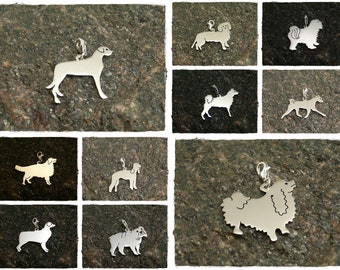 Charms silver 925 * basenji dog * bedlington * husky * great dane *aussie * bulldog * spaniel * retriever * handicraft * gift * jewelry dog