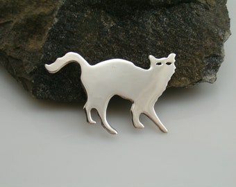 Broche gato * 925 plata esterlina * regalo de cumpleaños * regalo para ella * alfiler de ropa * joyas hechas a mano * gatito afortunado