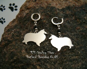 SHETLAND SHEEPDOG SHELTIE * sterling silver * for dog lover * dog breed earrings * gift for her * handmade clips * jewelry dog * for friend