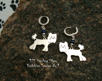 YORKSHIRE TERRIER Earrings * sterling silver * for dog lover * dog breed earrings * gift for her * Yorkshire clip * jewelry dog * for friend