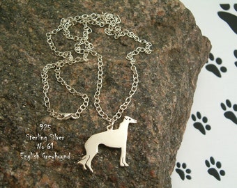 Engels Greyhound ketting, ketting voor haar, verjaardag, ketting cadeau, hanger, zilver 925, voor vrienden, hond ras, ketting zilver