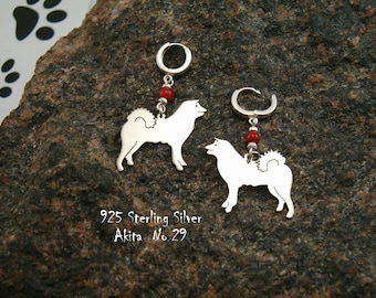 AMERICAN AKITA Earrings * sterling silver * for dog lover * dog breed earrings * gift for her * handmade clips * jewelry dog * friend