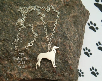 Halskette Saluki Windhund,Hunderasse,Halskette für sie,für Geburtstag,Geschenk Halskette,Anhänger hund,Sterling Silber,Hund,für Freunde,Tier