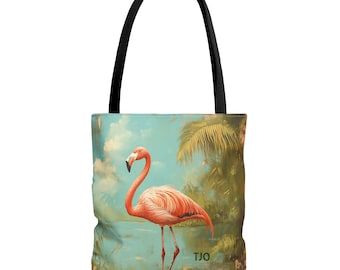 Flamingo Tote Bag - Tropical Beach Style Carryall, Summer Market Shopping Bag, Fun Bird Lover Gift, Pink Flamingo Design, Reusable Canvas