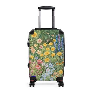 Suitcase, Travel Luggage, Floral Design Suitcase, Carry On Bag, Vacation Suitcase, Traveler Gift Ideas