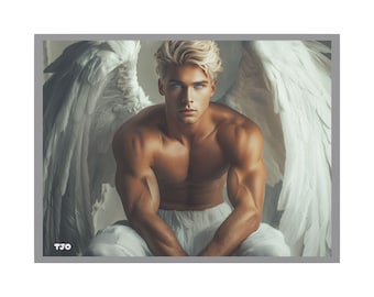Impression sur toile homme angélique mate : oeuvre d'art TJO (40 x 30 po.)