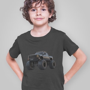 Monster Truck Kids T-Shirt, Boys Cotton Tee, Children&#39;s Graphic Top, Off-Road Vehicle Shirt, Youth Apparel
