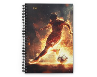 Cuaderno espiral con diseño de fútbol: diario para aficionados al deporte