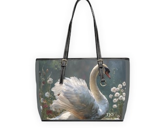 Bolso de hombro Swan de piel sintética, elegante bolso tote Bird