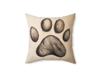 Pillow, Cute Paw Print Cushion, Dog Lover Gift, Pet Owner Decor, Animal Print Pillow, Bedroom Decor, Home Accent