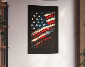 American Flag Poster: Patriotic Wall Art Decor, Military Memorial Gift