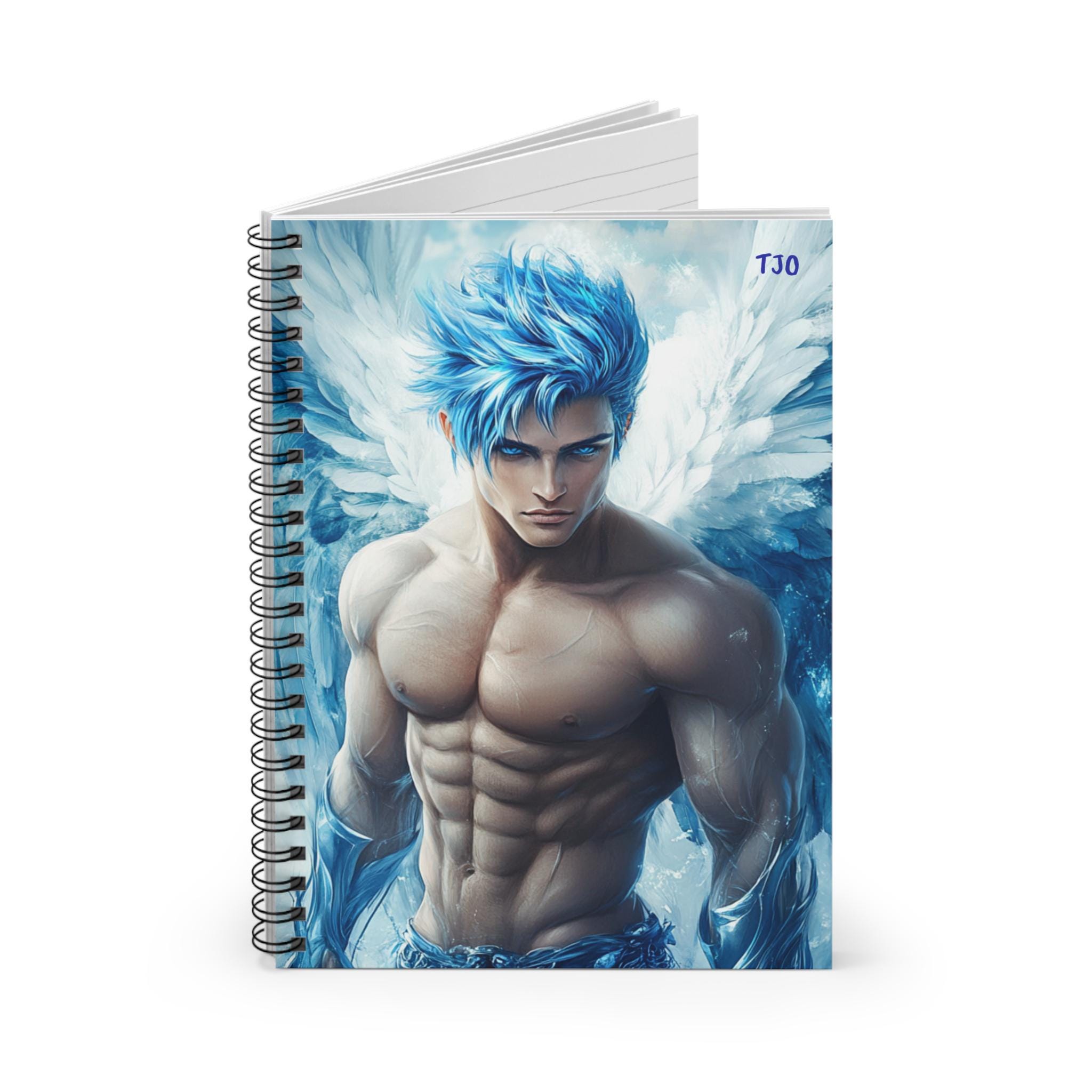 Fantasy Angel Spiral Notebook - Blue Haired Character Art Journal - Etsy