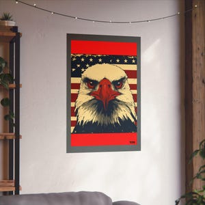 Patriotic Eagle Poster, Matte Wall Art, American Decor, Vintage Style Print, Home Office Decoration, Gift for Veterans