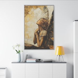Angel Prayer Canvas Wall Art: Christian Home Decor