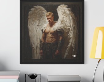 男性天使のキャンバスプリント、羽、スピリチュアルな壁アート - Etsy 日本