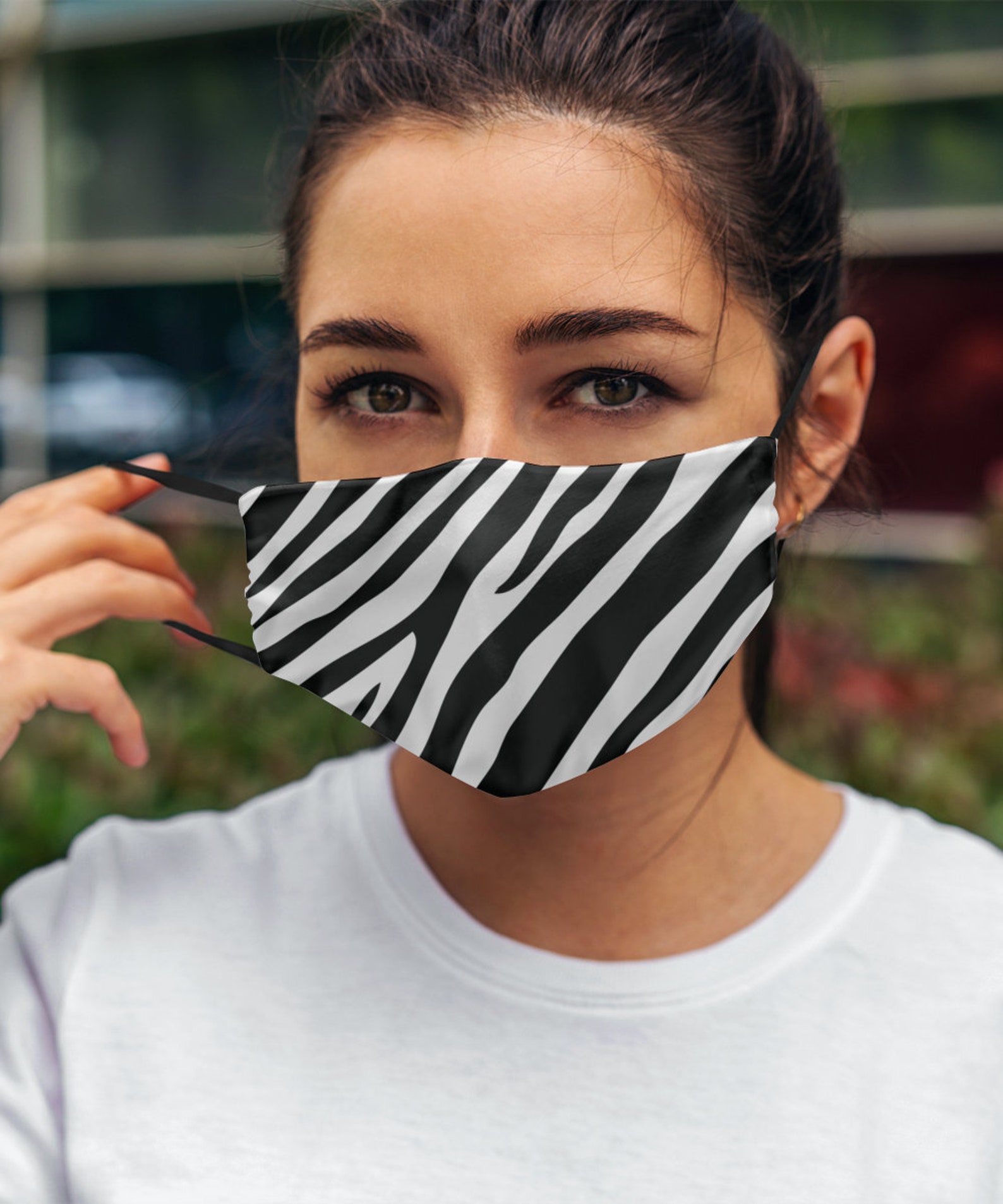 Zebra Print Face Mask Adult for Men or Women Black and White Etsy