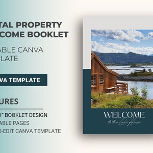 Property Rental Welcome Booklet Canva Template - Airbnb VRBO Cabin Rental Canva Editable Booklet - Digital Canva Template for Rental