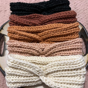 Hand Knit Twisted Wool Headband - Winter Ear Warmer