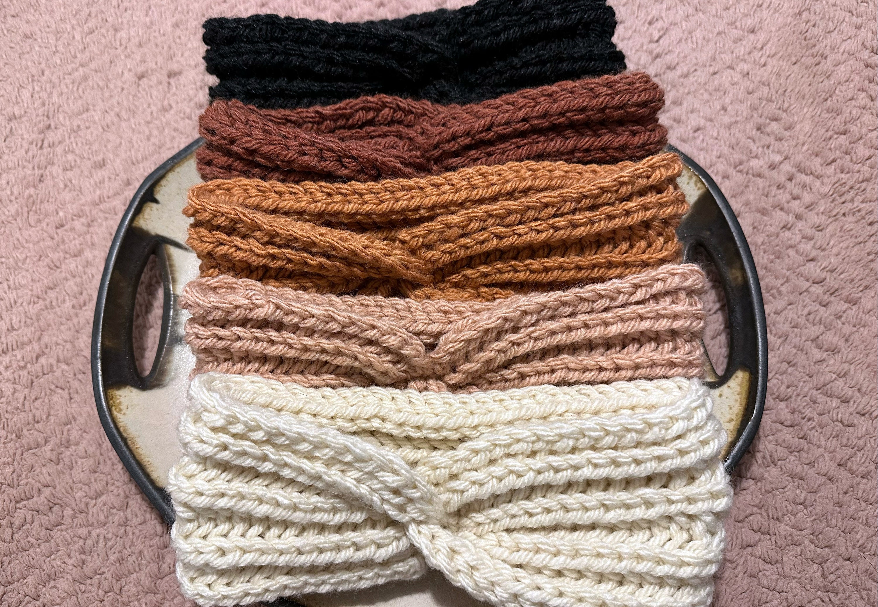 Hand Knit Twisted Wool Headband - Winter Ear Warmer