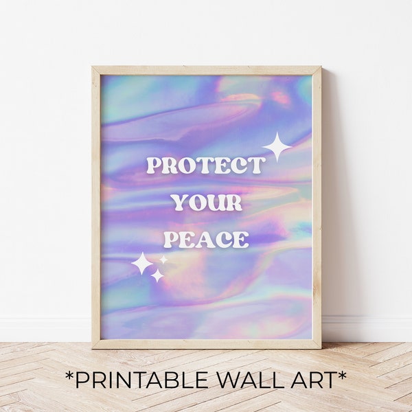 Protect Your Peace Boho Retro PRINTABLE Art - Positive Wall Art - Printable Art - 5x7, 8x10, 11x14 - Retro Vintage Inspired Wall Art