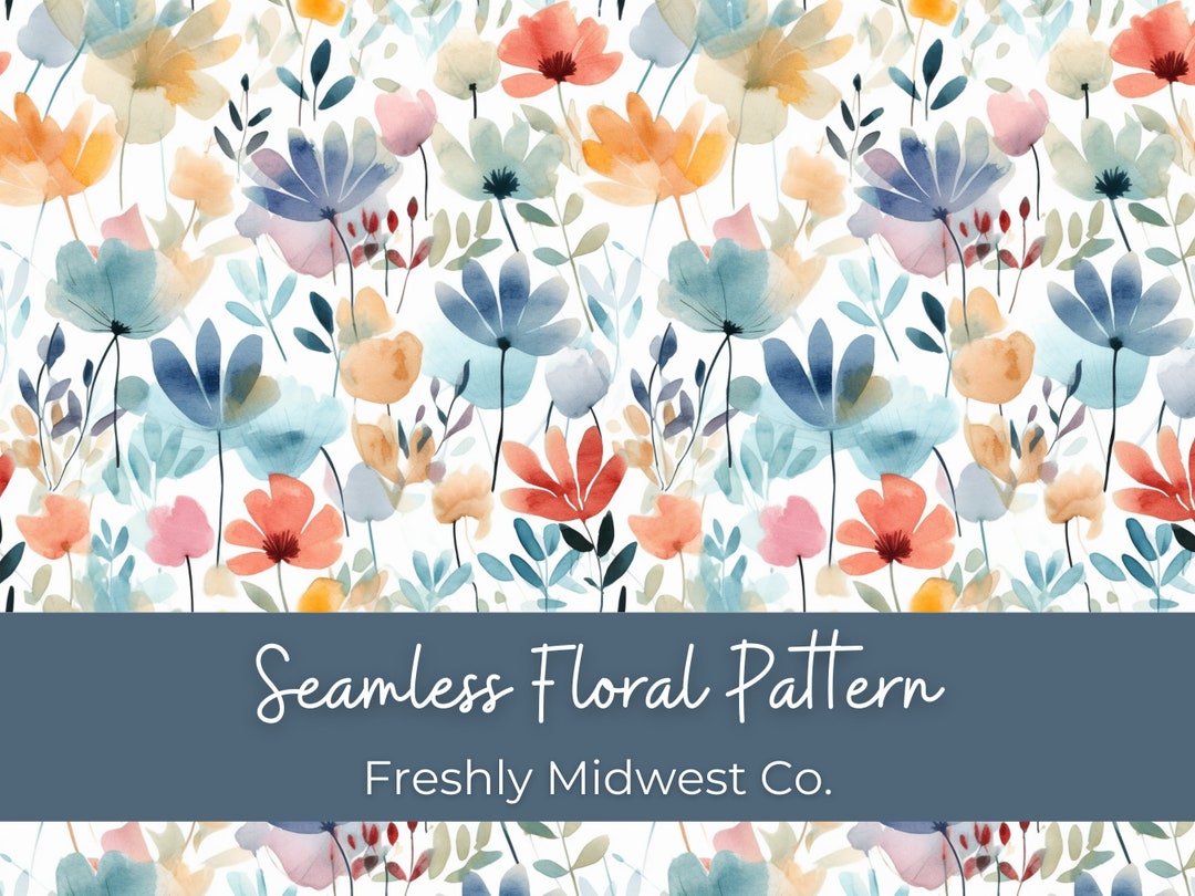 Watercolor Floral Seamless Pattern: Fabric & Digital Paper (PNG) - Etsy