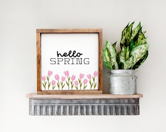 Letrero de tulipanes de primavera: Bandeja escalonada SVG y PNG (descarga digital)