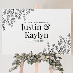 Editable Welcome to Our Wedding Sign Canva Template - Minimalist Vines ...