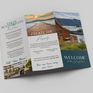 Property Rental Welcome Booklet Canva Template - Airbnb VRBO Cabin Rental Canva Editable Booklet - Digital Canva Template for Rental