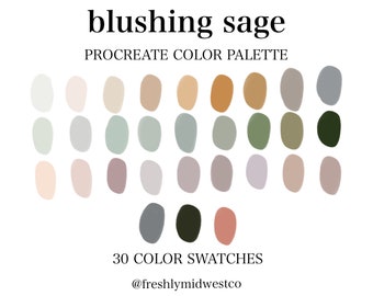 Blushing Sage Procreate Color Palette - iPad Procreate Color Swatches - Hand-Picked Color Swatch